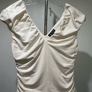 J. Crew White Ruched Top